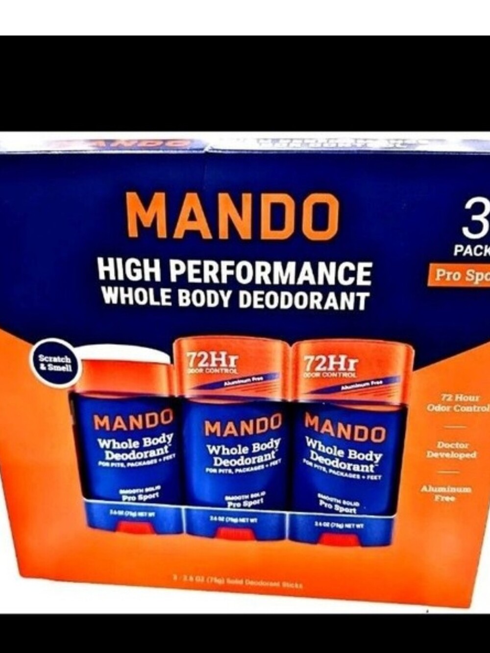Mando Whole Body Pro Sport Solid Stick Deodorant 3 x 2.6 Oz New - Picture 4 of 8